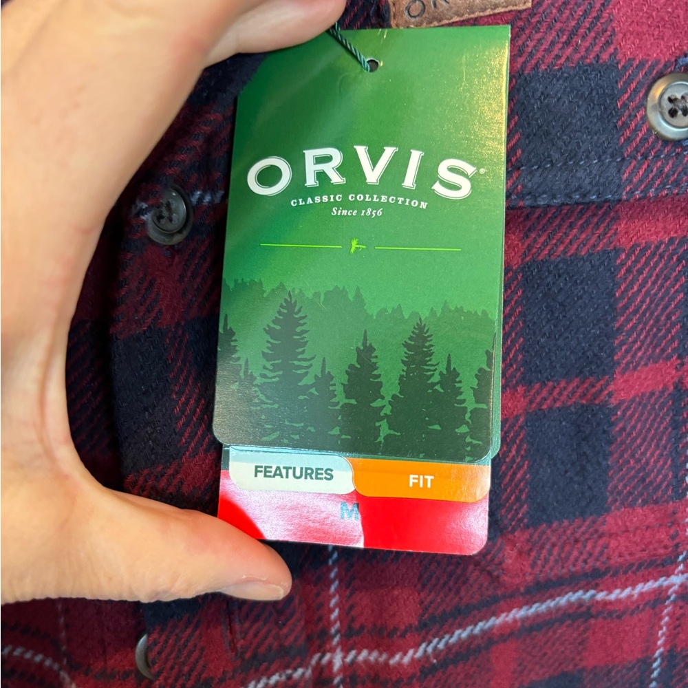 NWT Orvis Men's Casual Red and Blue Plaid Shirt - Picture 4 of 6
